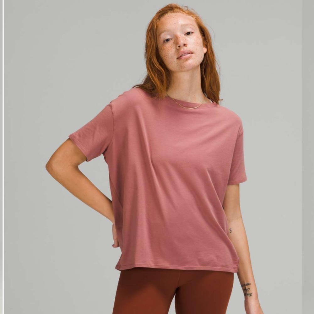 lululemon back in action short sleeve shirt spiced chai size 8